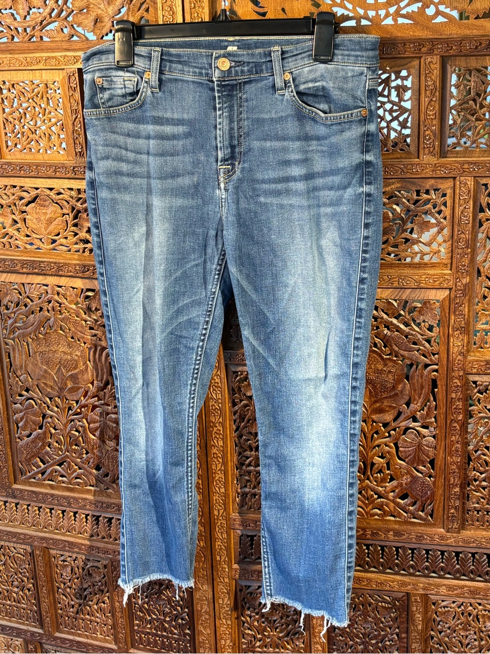7 For All Mankind Medium Blue Cropped Ankle Jeans
